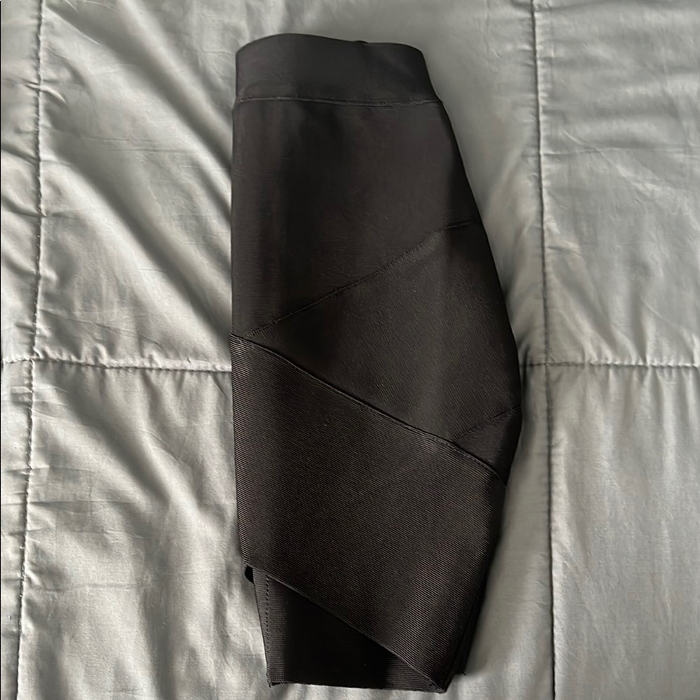 Cross Front Bodycon Mini Skirt Black Size XS